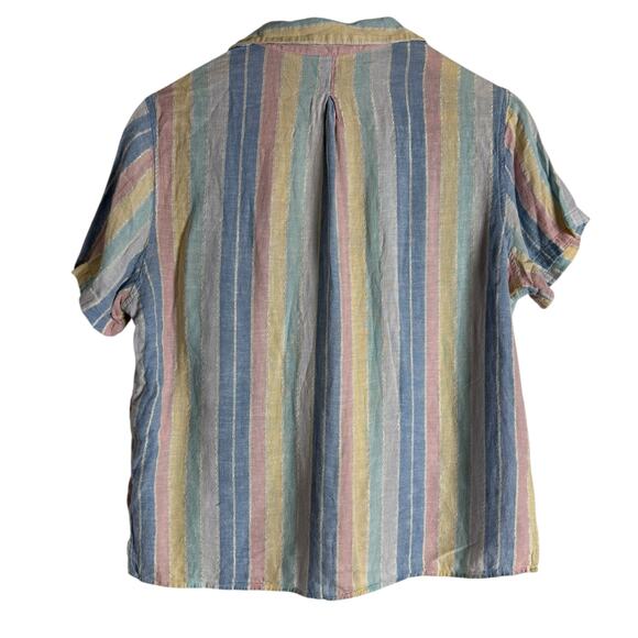 Rails Zuma Jubilee Stripe Linen Blend Short Sleeve Button Up Shirt Size Medium - Picture 8 of 10